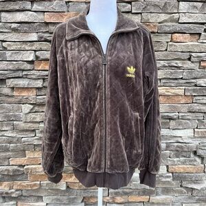 Vintage Adidas Velour Velvet Quilted Track Jacket Size Medium